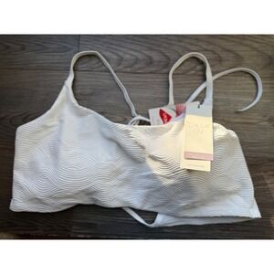 Calia COLLECTION pure White waves Textured Wave Bikini Swim Top size XXL